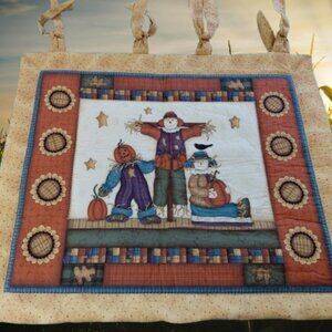 Handcrafted Quilted Fabric Scarecrow Wall Hanging